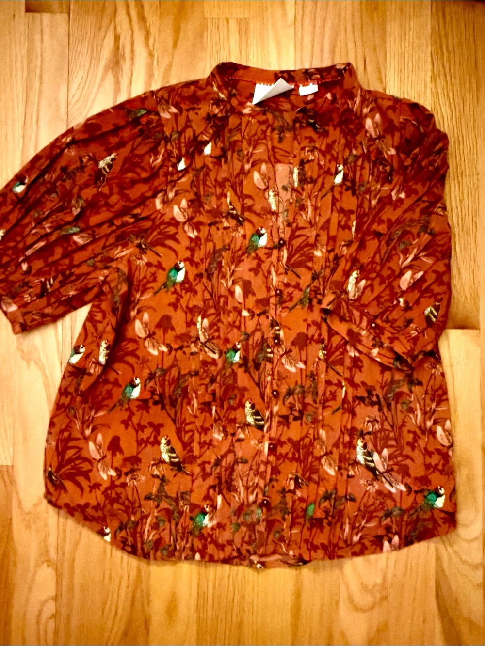 Anthropologie Maeve Rust/Red Floral-Print Top